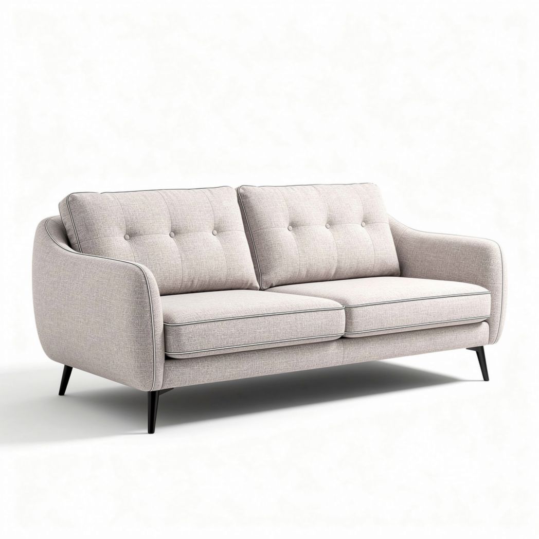 Sofá moderno de tecido cinza claro 180 x 85 x 75cm para sala de estar